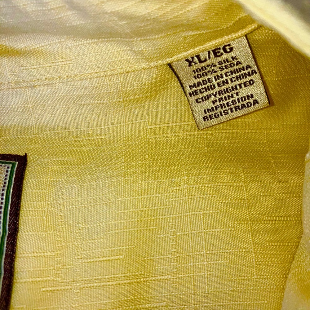 Vintage Hawaiian Shirt Tropical Men's Sz XL 100% Silk By JAMAICA JAXX Yellow NEW - Picture 5 of 8